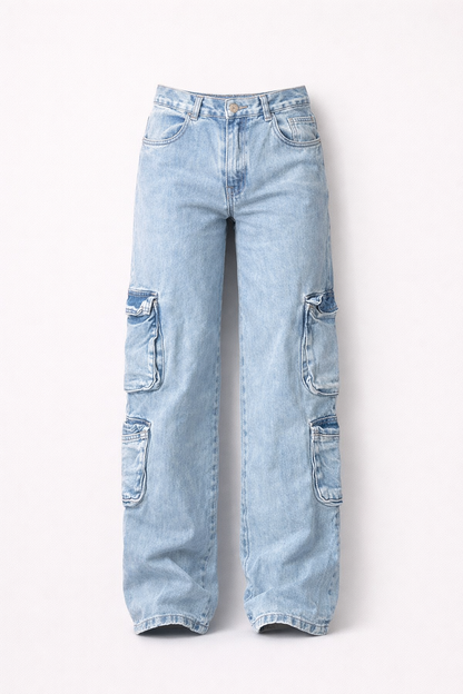 Relaxed Fit Casual Cargo Jeans