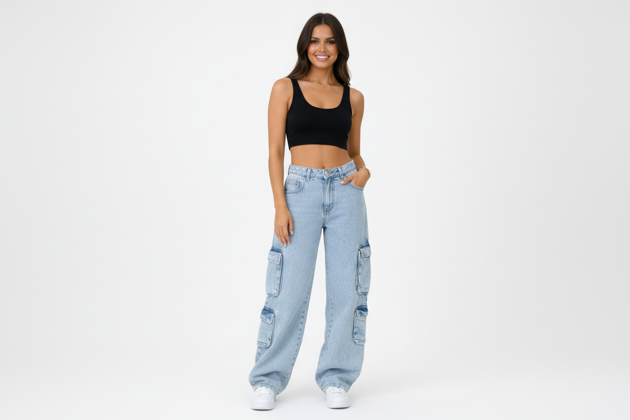 Relaxed Fit Casual Cargo Jeans - Luxivelle