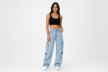 Relaxed Fit Casual Cargo Jeans - Luxivelle