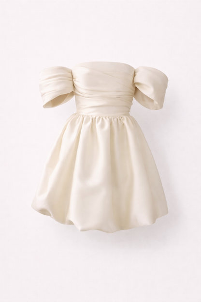 Pink Cold Shoulder Puffy Dress