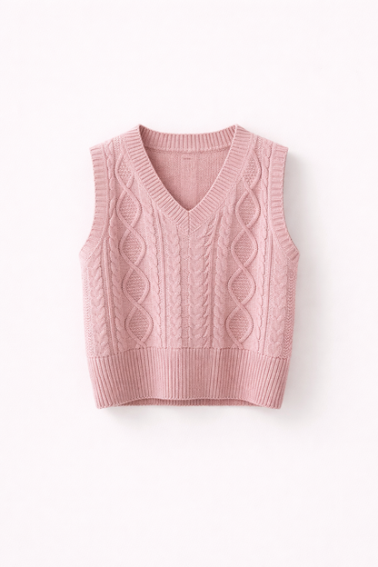 Cozy Cable Knit Vest Sweater