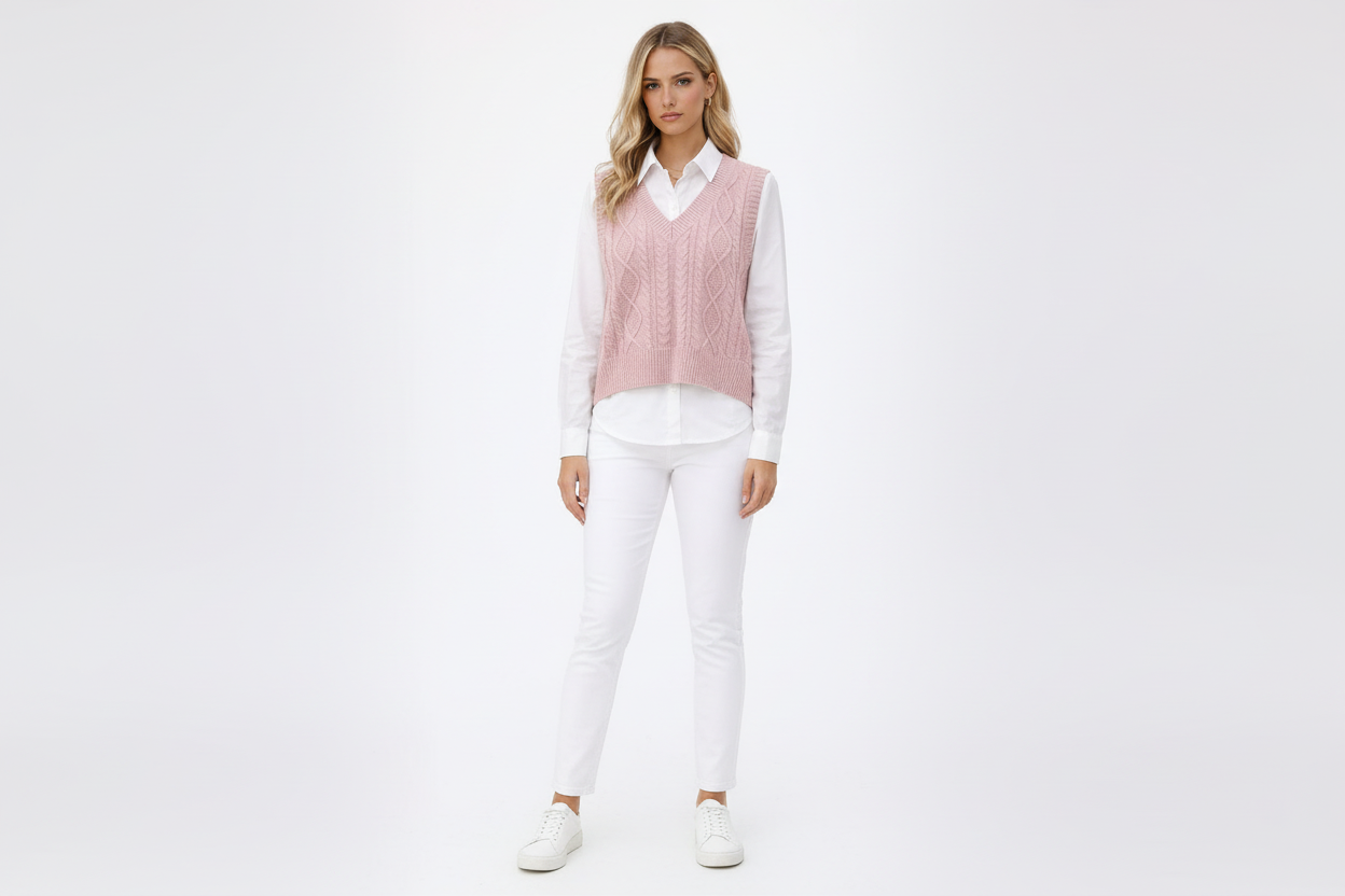 Cozy Cable Knit Vest Sweater - Luxivelle