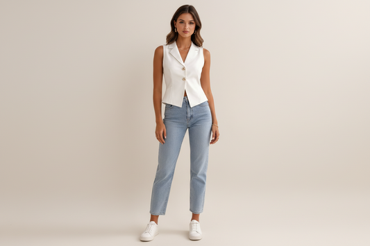 Chic Off-Center Sleeveless Vest - Luxivelle