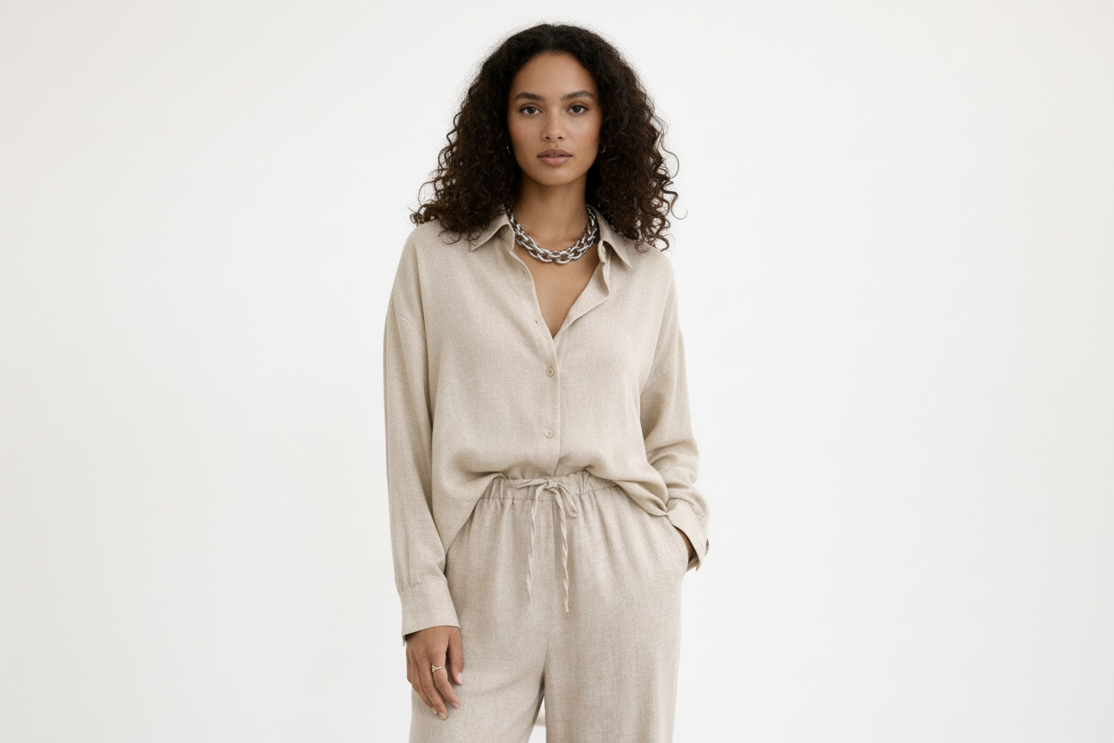 Natural Linen Pants Suit Set - Luxivelle