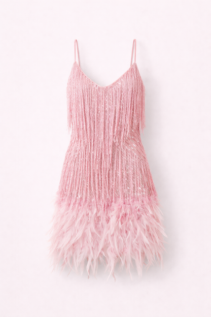 Elegant Long Fringe Evening Dress