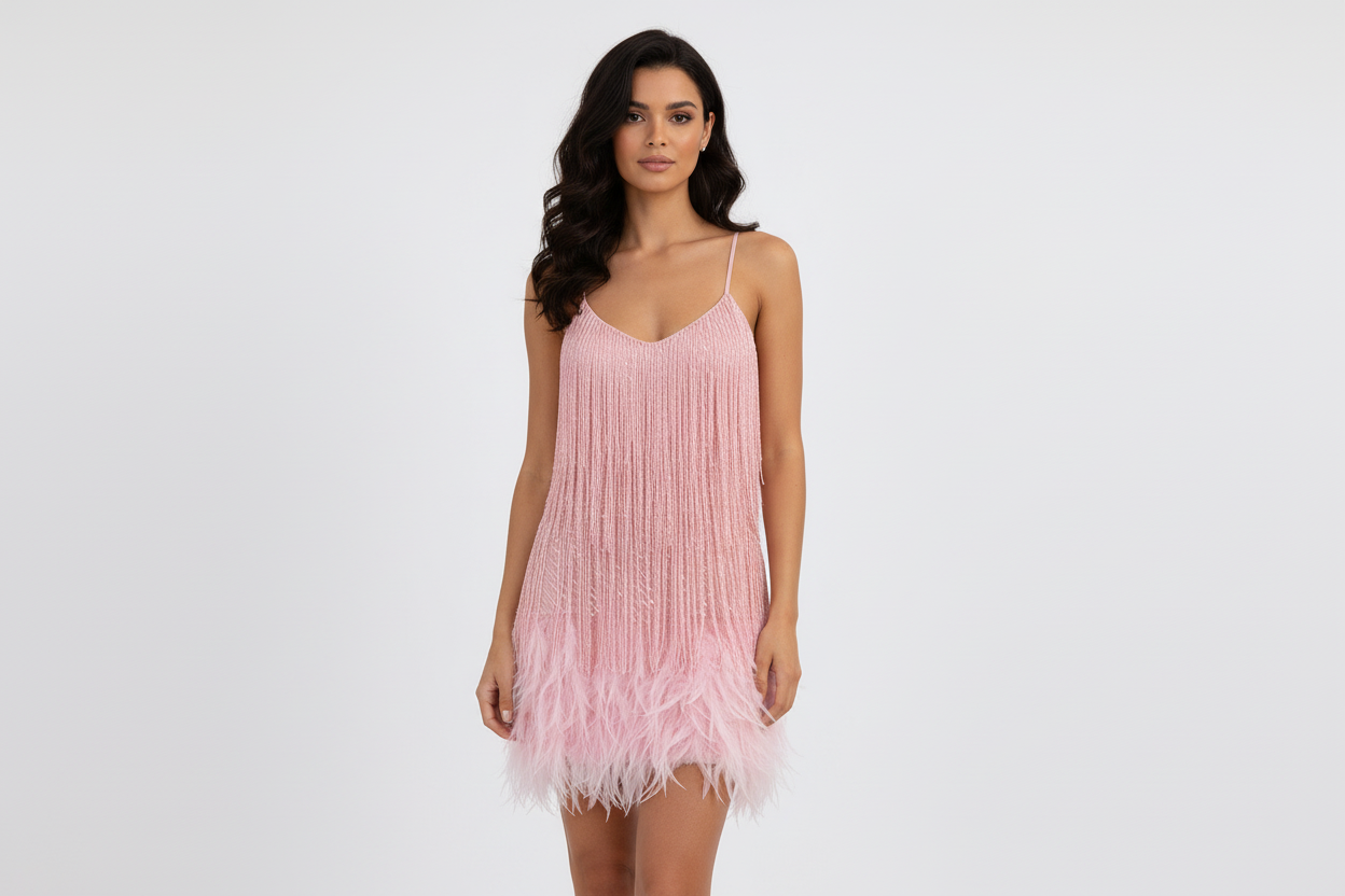 Elegant Long Fringe Evening Dress - Luxivelle
