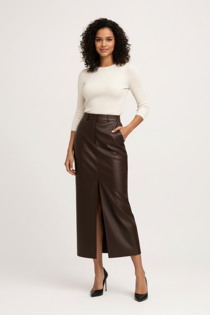 Classic Knee Length Split Skirt - Luxivelle