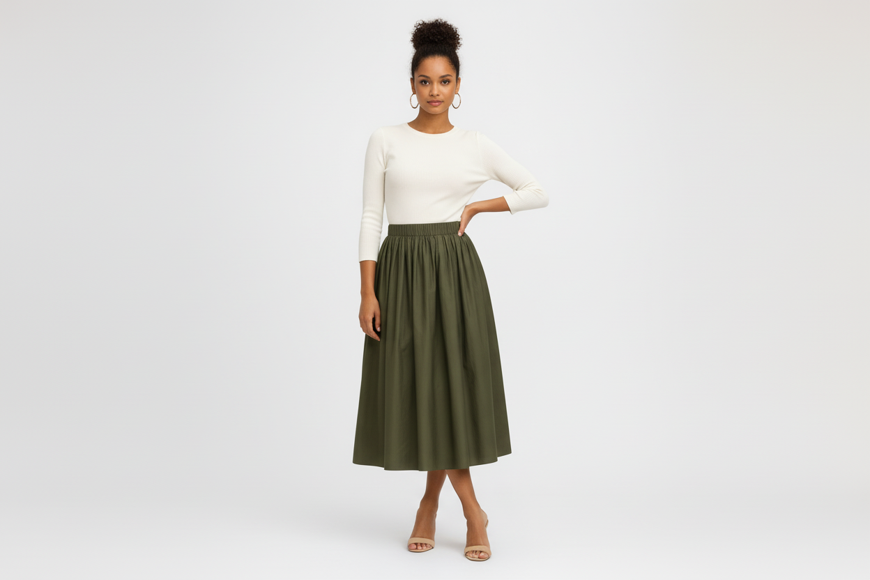 Classic Knee Length Flared Skirt - Luxivelle