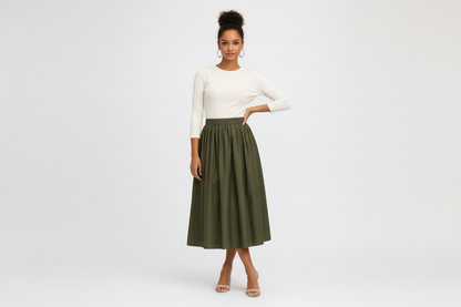 Classic Knee Length Flared Skirt - Luxivelle
