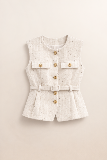 Elegant Fitted Waistcoat with Gold Buttons