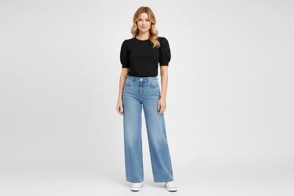 Comfortable High Waisted Flare Jeans - Luxivelle