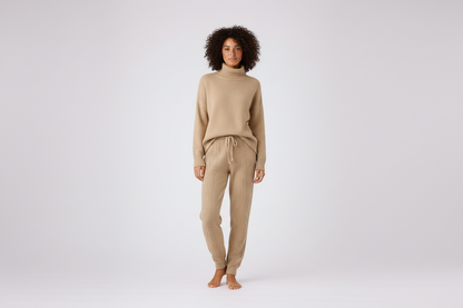 Comfortable High Waisted Knit Jogger Pants - Luxivelle