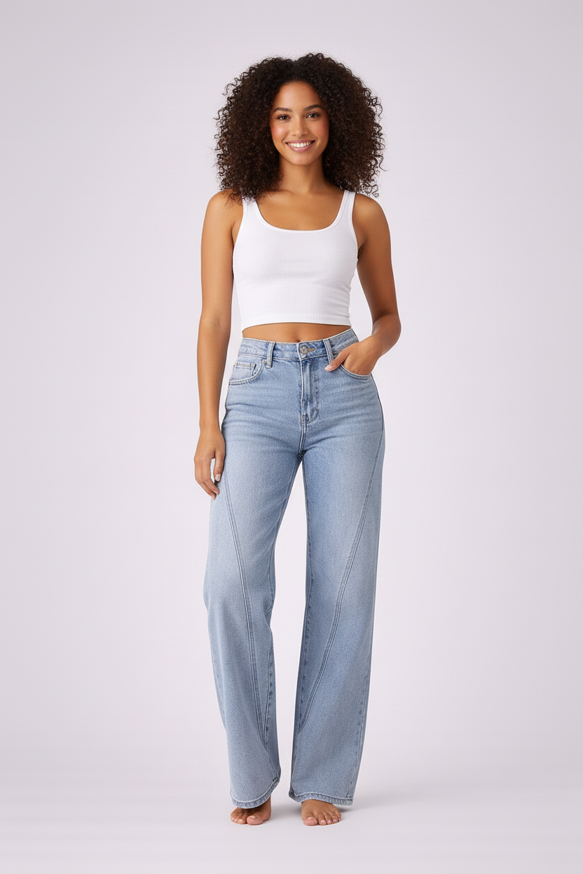 Classic High Waisted Straight Jeans - Luxivelle