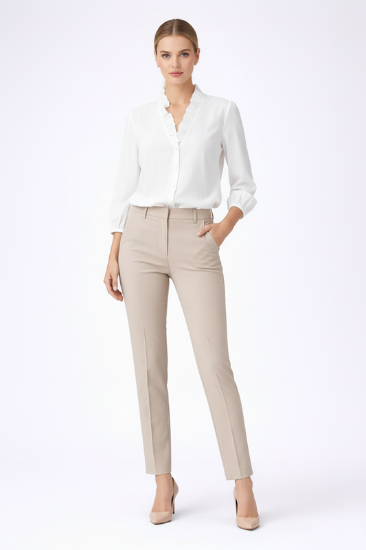 Chic Ruffled V Neck Women's Blouse - Luxivelle