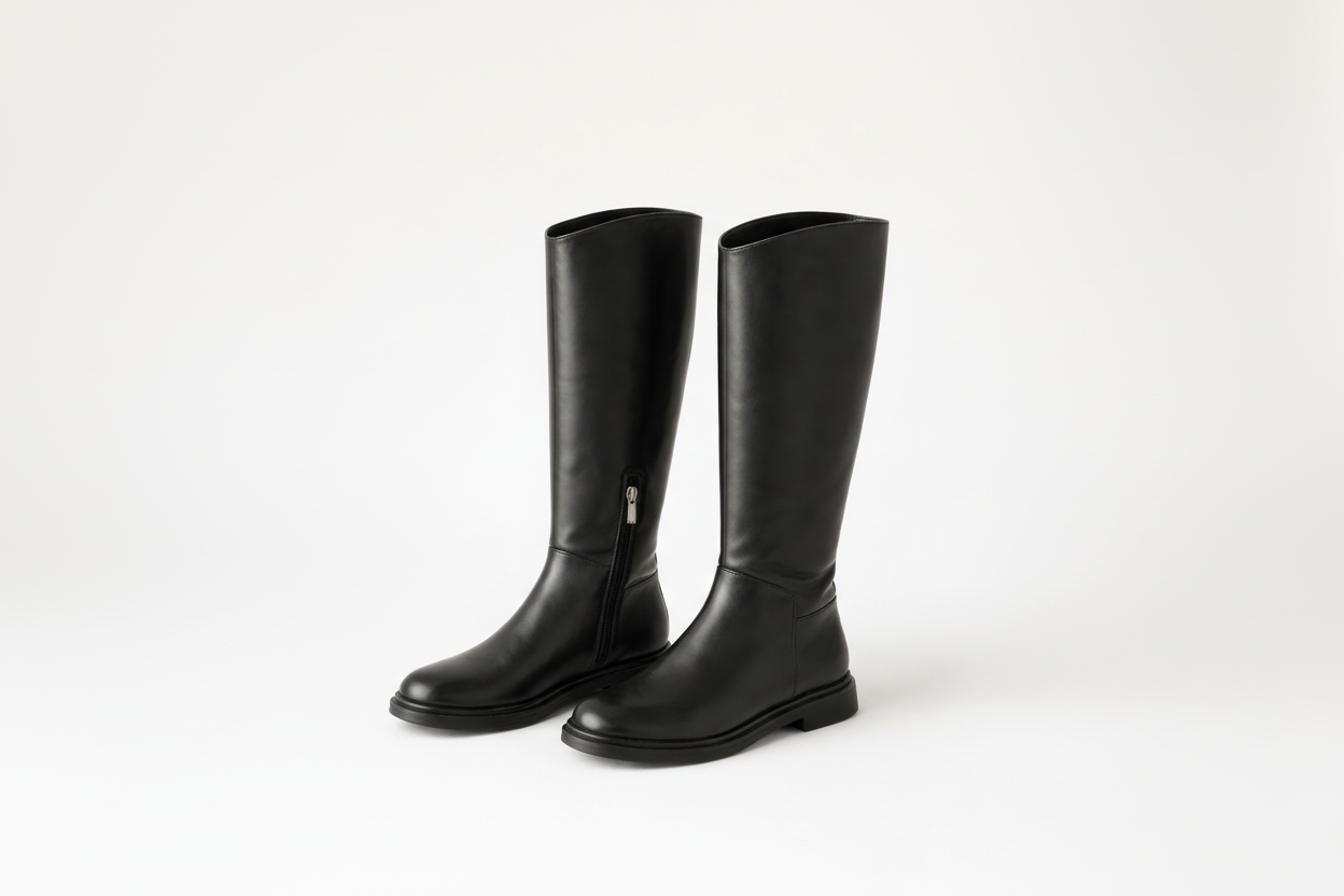 Simple Black Mid Calf Boots - Luxivelle