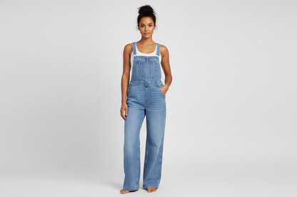 Relaxed Fit Blue Jeans Jumpsuit - Luxivelle