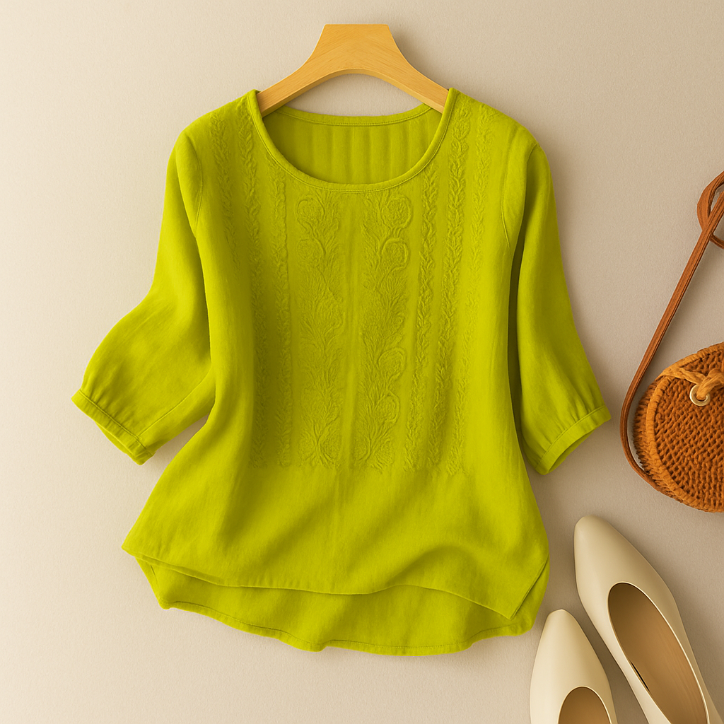 Casual Embroidered Loose Fit Blouse