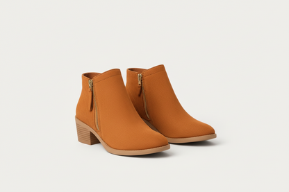 Soft Suede Low Heel Ankle Boots - Luxivelle