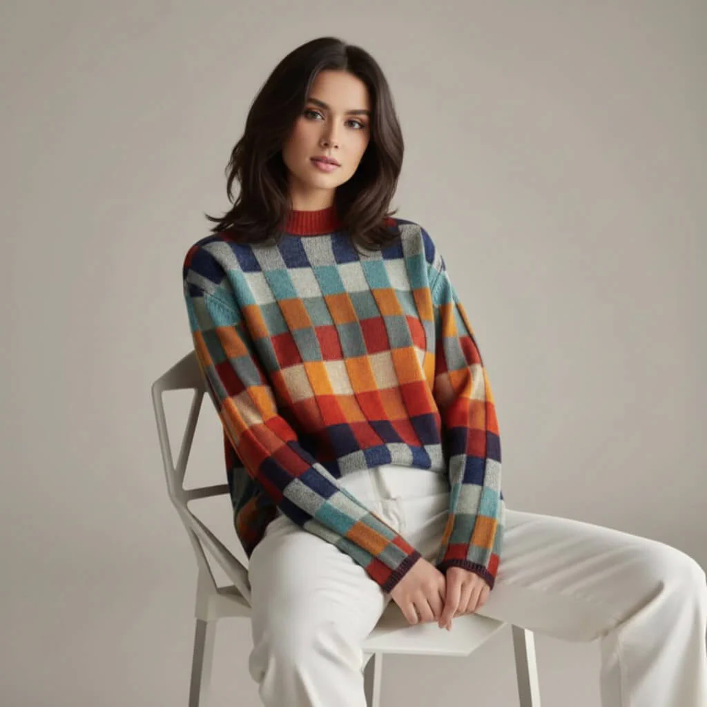 Checkered Merino Sweater 1