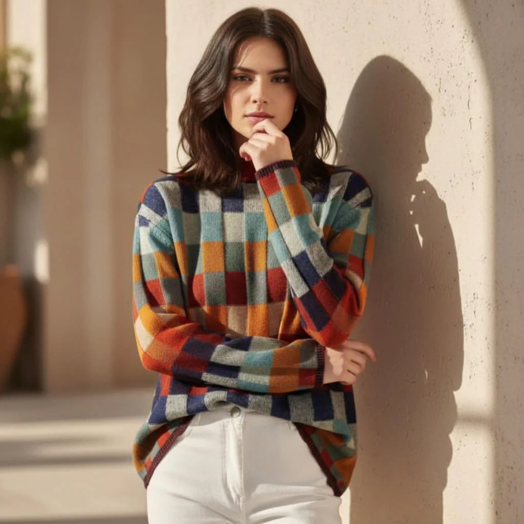 Checkered Merino Sweater 3