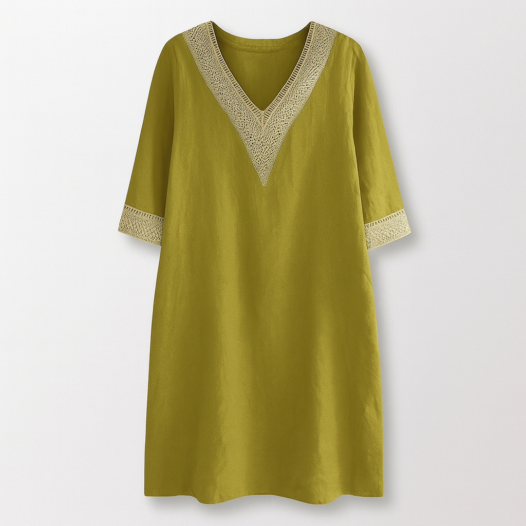 Casual Summer Women's Cotton V Neck Sundress