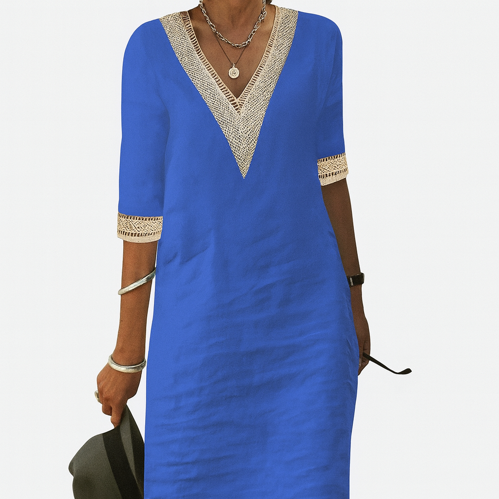 Casual Summer Women's Cotton V Neck Sundress
