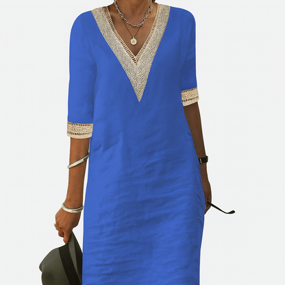 Casual Summer Women's Cotton V Neck Sundress
