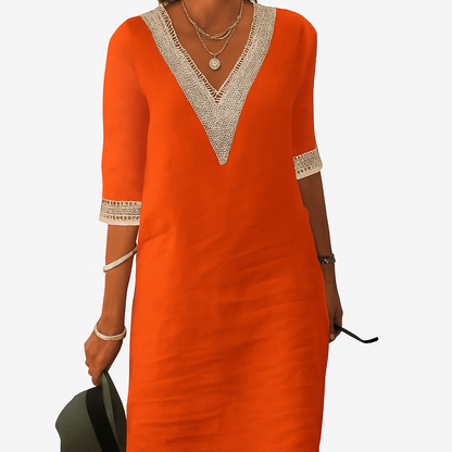 Casual Summer Women's Cotton V Neck Sundress