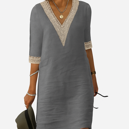 Casual Summer Women's Cotton V Neck Sundress