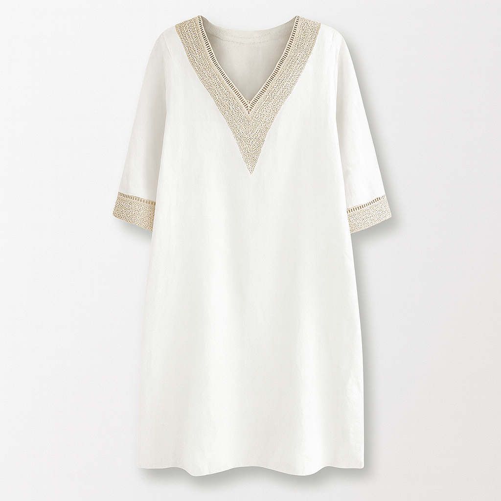 Casual Summer Women's Cotton V Neck Sundress