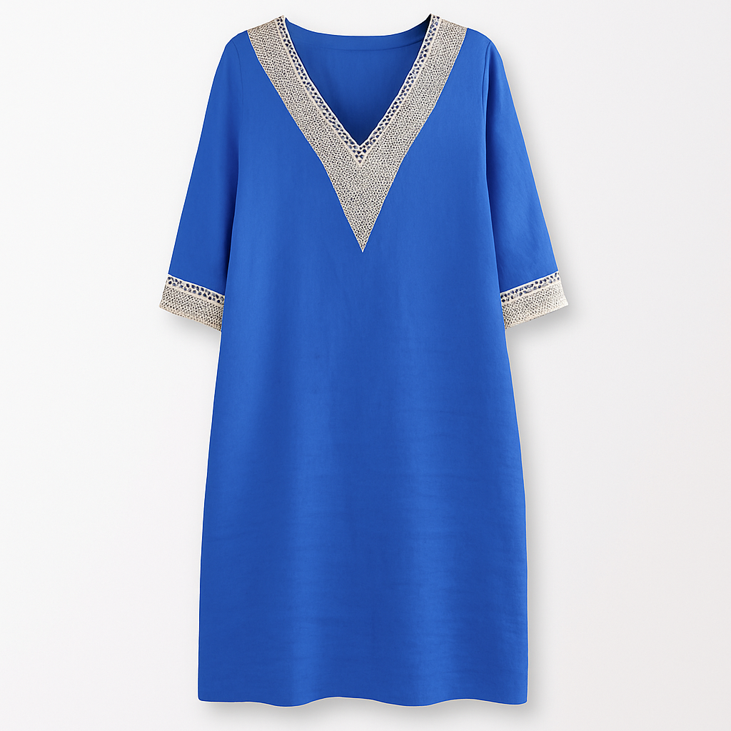 Casual Summer Women's Cotton V Neck Sundress - Luxivelle