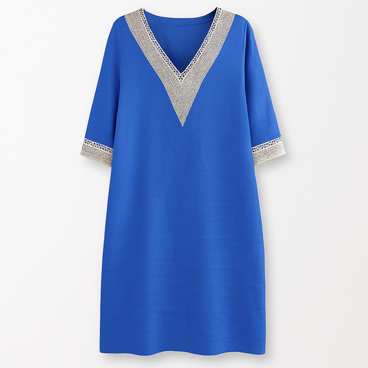 Casual Summer Women's Cotton V Neck Sundress - Luxivelle
