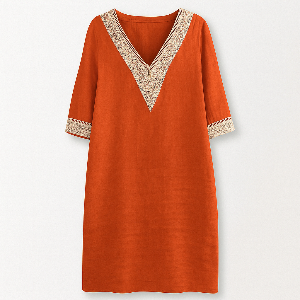 Casual Summer Women's Cotton V Neck Sundress