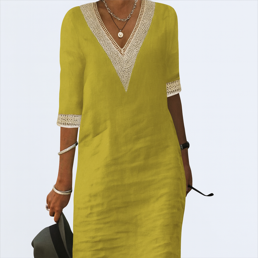 Casual Summer Women's Cotton V Neck Sundress