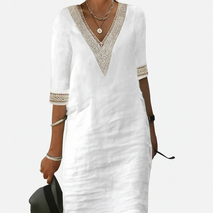 Casual Summer Women's Cotton V Neck Sundress