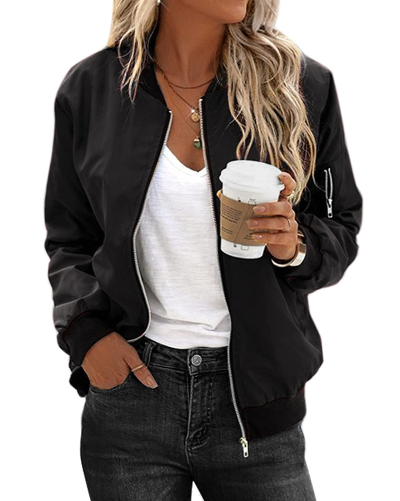 Timeless Female Leather Bomber Coat - Luxivelle