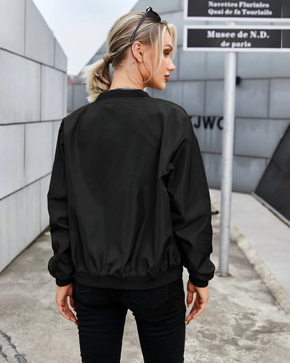 Timeless Female Leather Bomber Coat