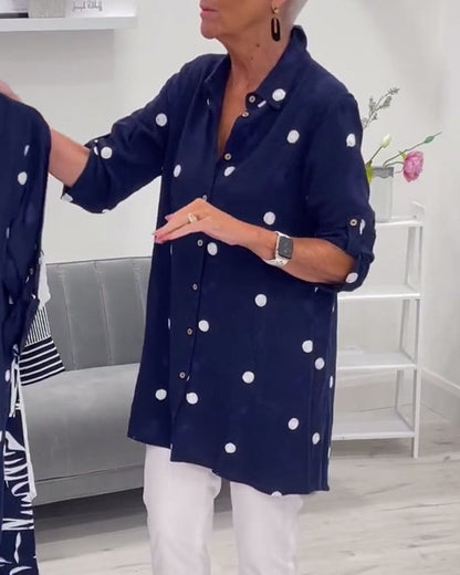 Timeless Dot Pattern Shirt |Relaxed Fit Button Down