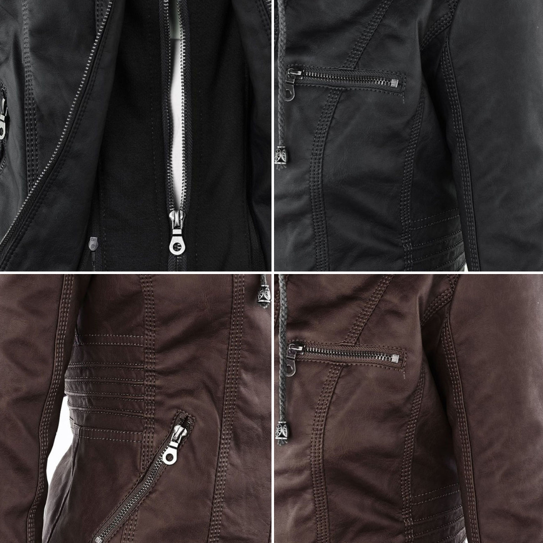Isla | Hooded leather jacket