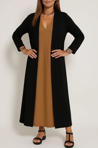 Classic Long Dress with Coordinating Cardigan