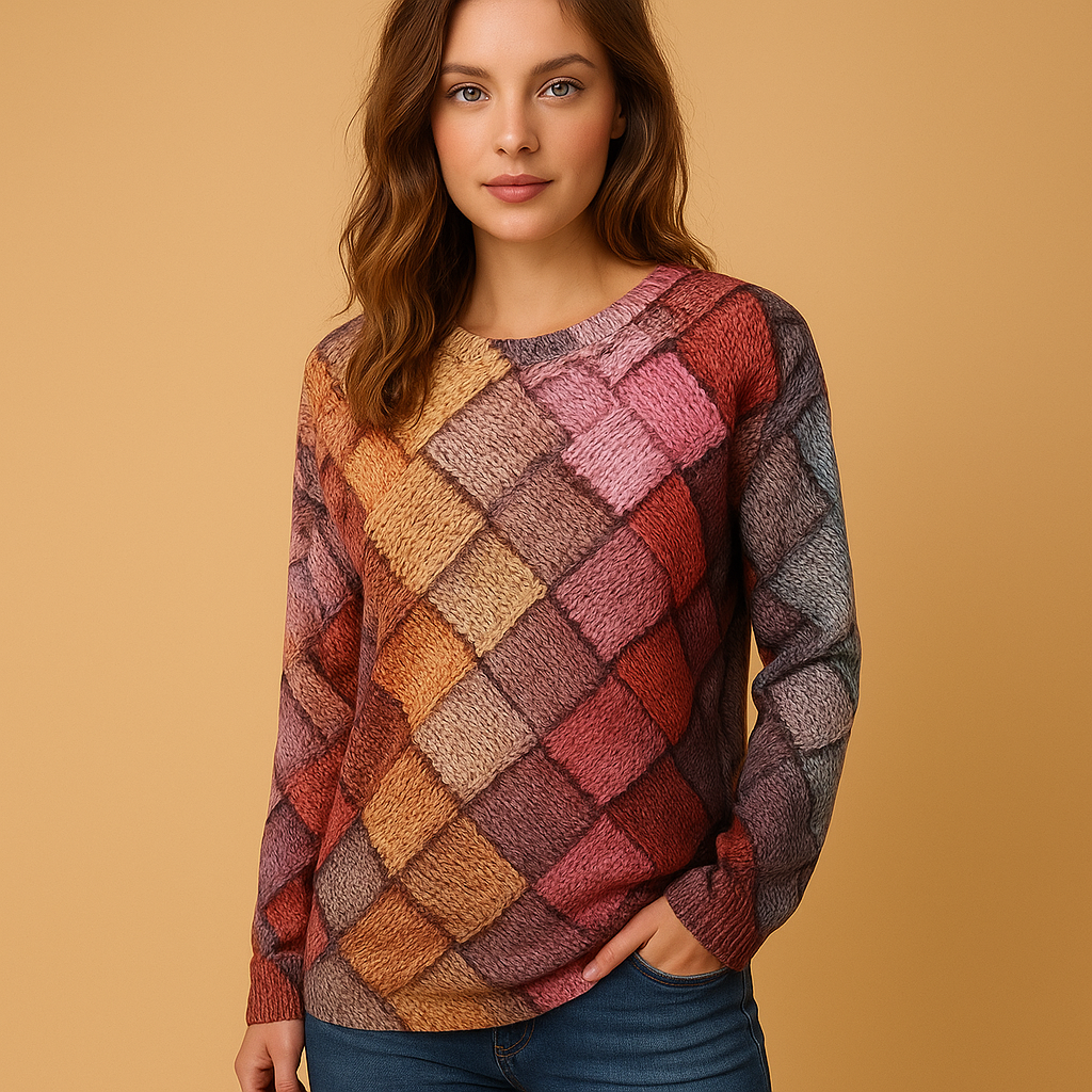 Vibrant Knitted Crew Neck Sweater