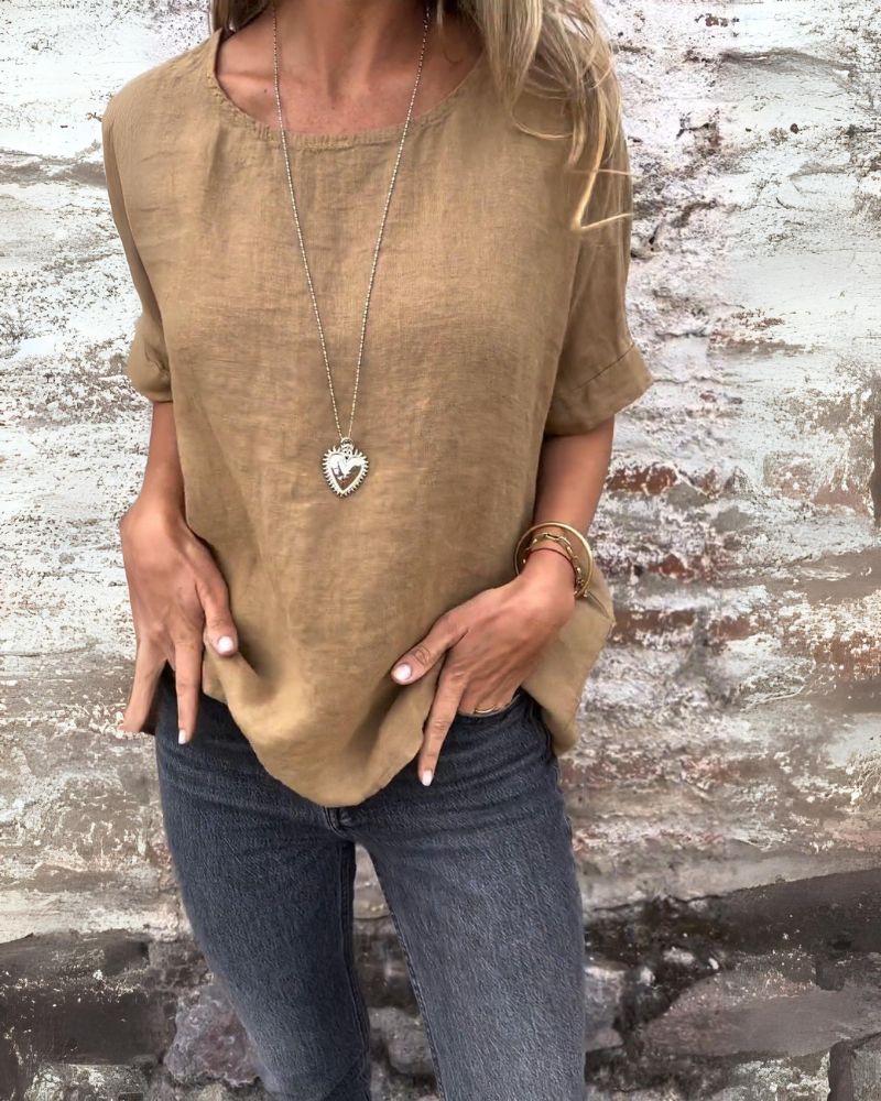 Relaxed Fit Soft Crew Neck Tee Shirt - Luxivelle