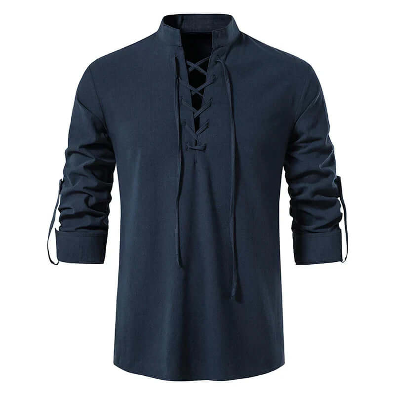 Cotton Linen Shirt for Men | Relaxed Fit | Marine Blue