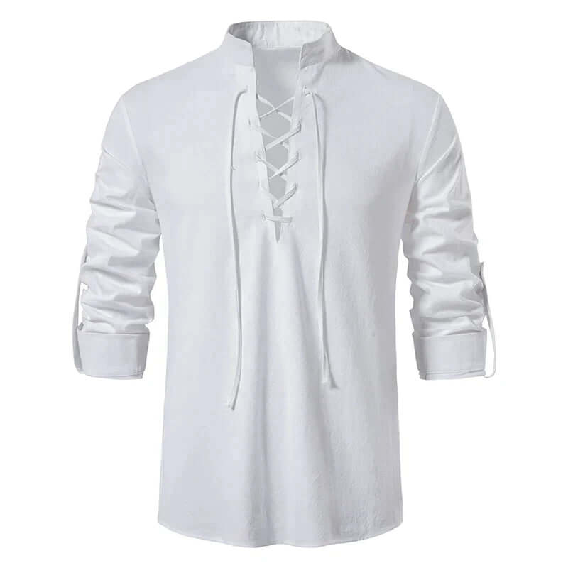 Cotton Linen Shirt for Men | Relaxed Fit | White