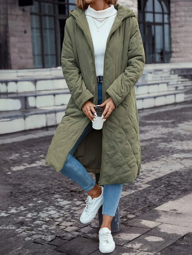 Warm Quilted Hooded Parka Coat for Women