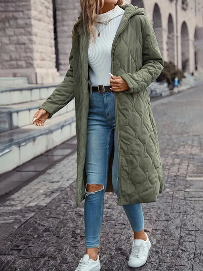 Warm Quilted Hooded Parka Coat for Women