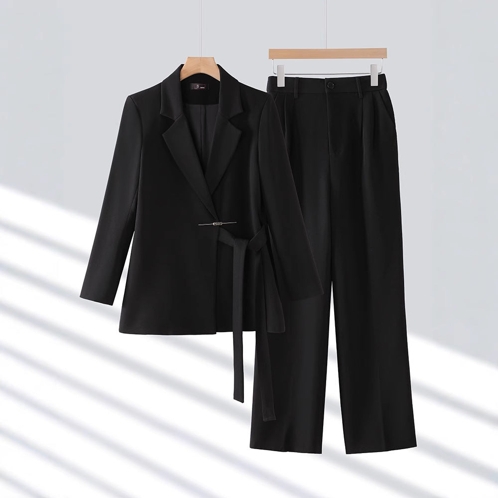 Orla | Wide-Leg Trousers and Belted Waist Blazer Set