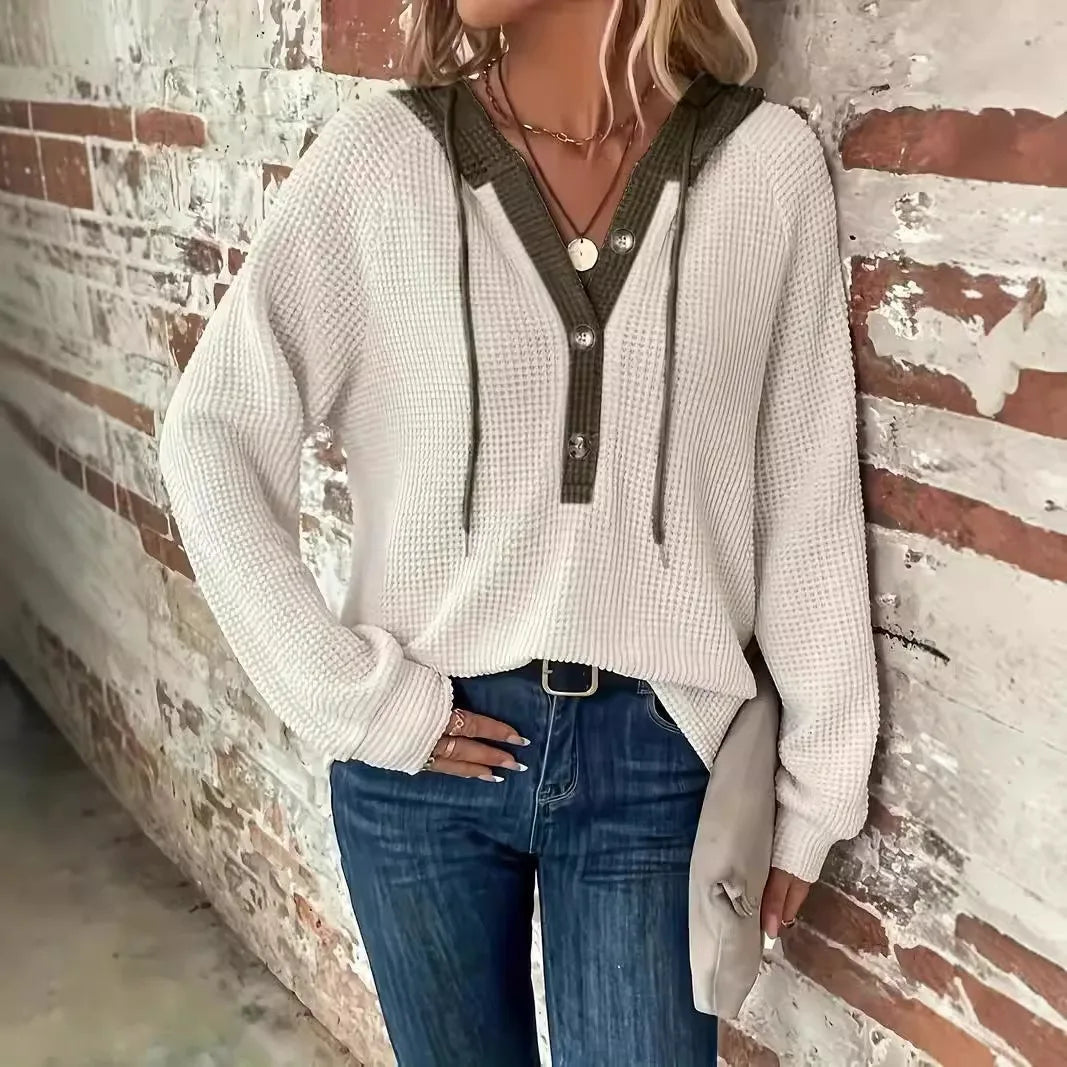 Angelina | Cozy Contrast Hooded Sweatshirt