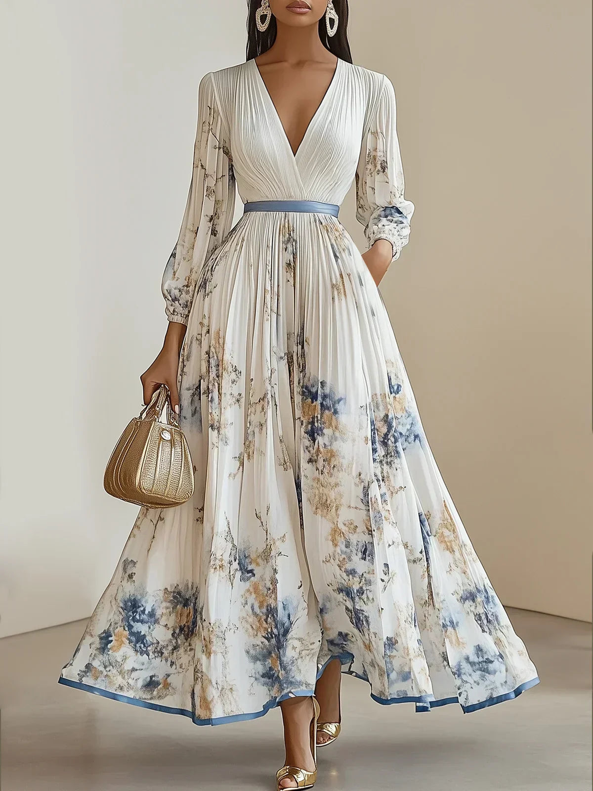 Halston | Chic Off Shoulder Ruffle Maxi Dress - Luxivelle