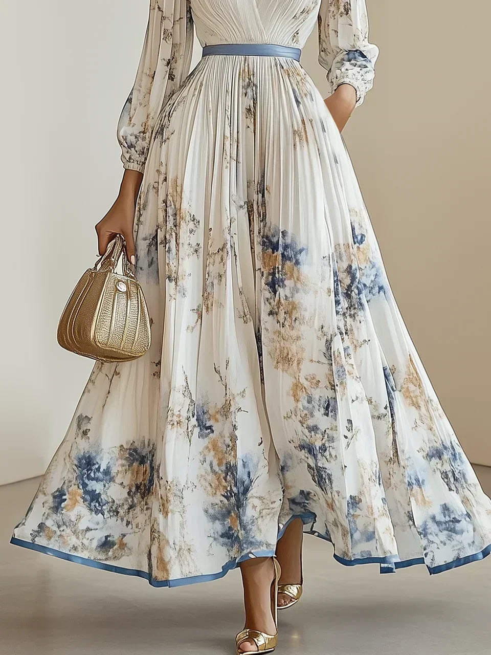 Halston | Chic Off Shoulder Ruffle Maxi Dress
